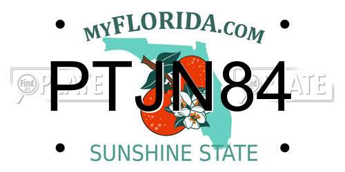 PTJN84 Florida License Plate