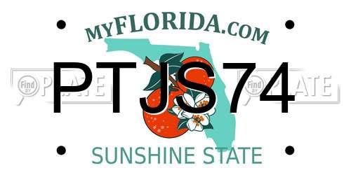 PTJS74 Florida License Plate