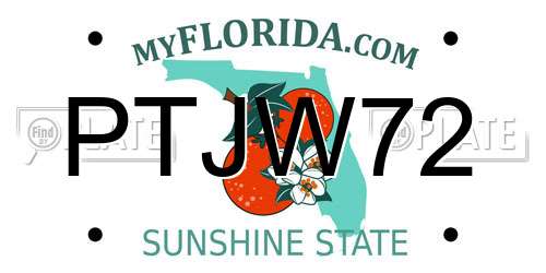 PTJW72 Florida License Plate