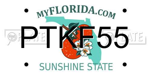 PTKF55 Florida License Plate