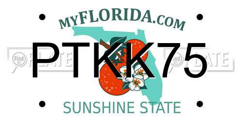 PTKK75 Florida License Plate