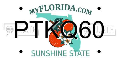 PTKQ60 Florida License Plate