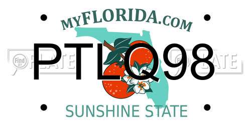 PTLQ98 Florida License Plate