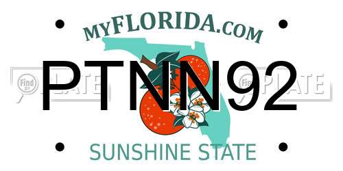 PTNN92 Florida License Plate