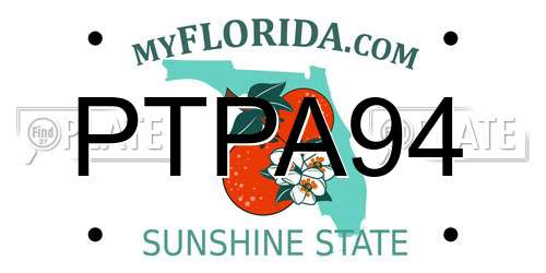 PTPA94 Florida License Plate