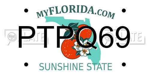 PTPQ69 Florida License Plate