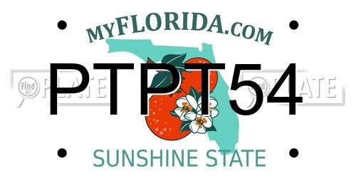 PTPT54 Florida License Plate