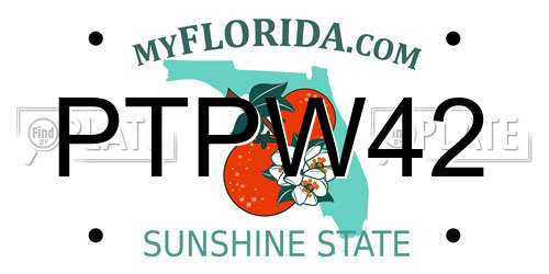 PTPW42 Florida License Plate