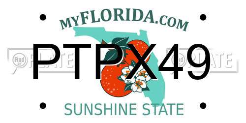 PTPX49 Florida License Plate