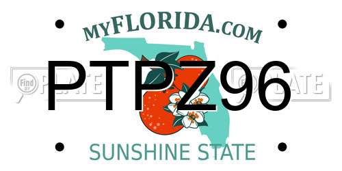 PTPZ96 Florida License Plate