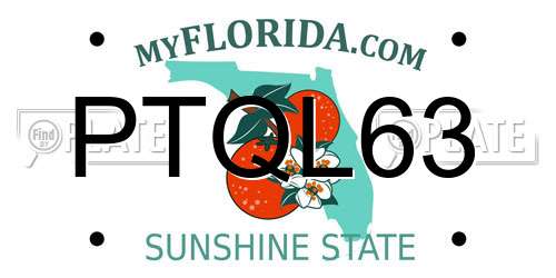 PTQL63 Florida License Plate