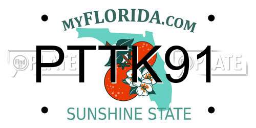 PTTK91 Florida License Plate