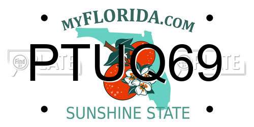 PTUQ69 Florida License Plate