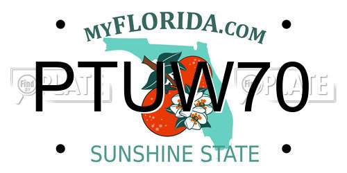 PTUW70 Florida License Plate