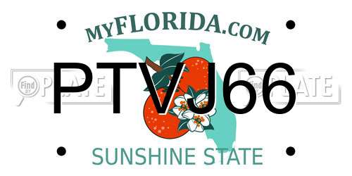 PTVJ66 Florida License Plate