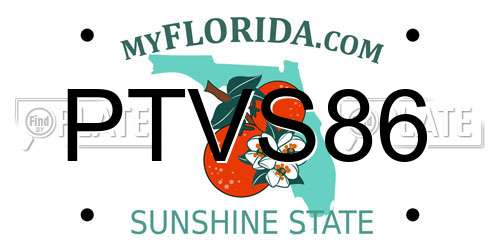 PTVS86 Florida License Plate