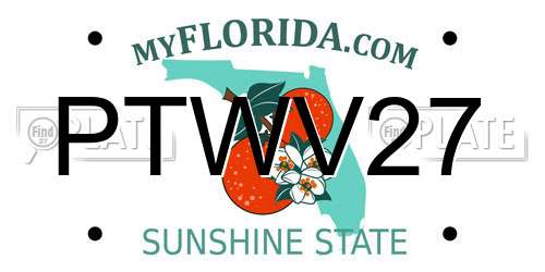PTWV27 Florida License Plate