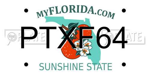 PTXF64 Florida License Plate