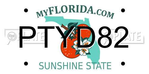 PTYD82 Florida License Plate
