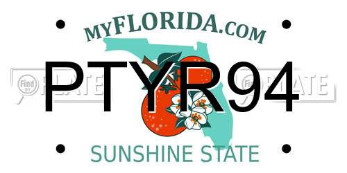 PTYR94 Florida License Plate