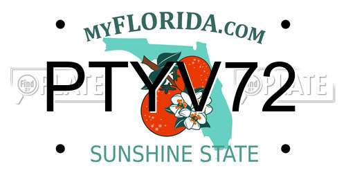PTYV72 Florida License Plate