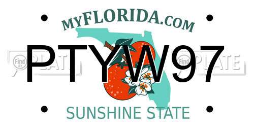 PTYW97 Florida License Plate
