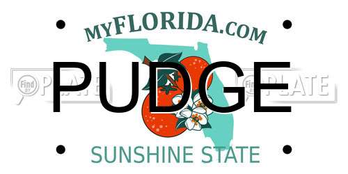 PUDGE Florida License Plate