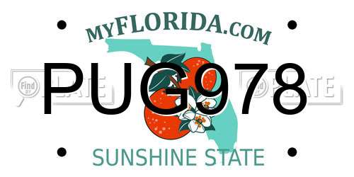 PUG978 Florida License Plate
