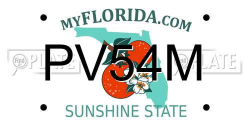 PV54M Florida License Plate