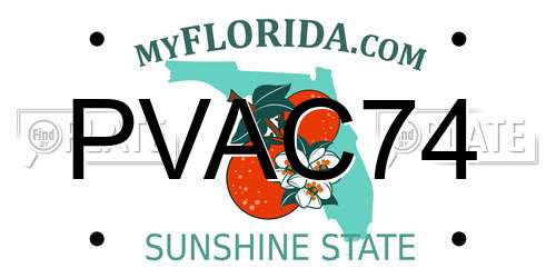 PVAC74 Florida License Plate