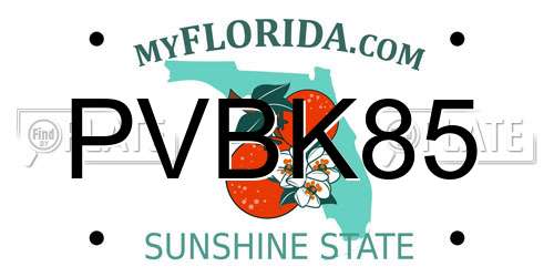 PVBK85 Florida License Plate