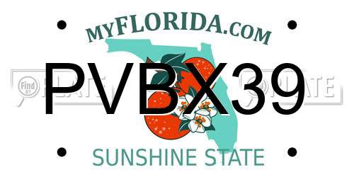PVBX39 Florida License Plate