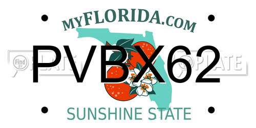 PVBX62 Florida License Plate