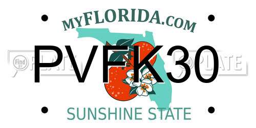 PVFK30 Florida License Plate