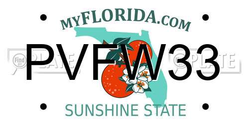 PVFW33 Florida License Plate