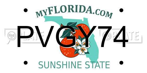 PVGY74 Florida License Plate