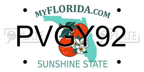 PVGY92 Florida License Plate