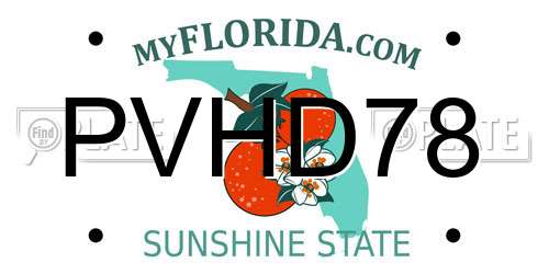 PVHD78 Florida License Plate
