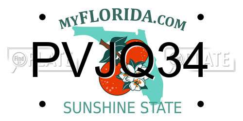 PVJQ34 Florida License Plate