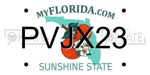 PVJX23 Florida License Plate