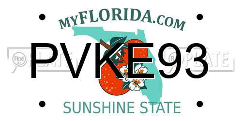 PVKE93 Florida License Plate