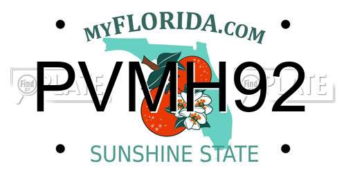 PVMH92 Florida License Plate