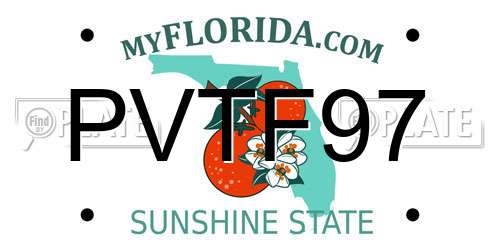 PVTF97 Florida License Plate