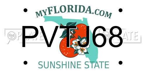 PVTJ68 Florida License Plate