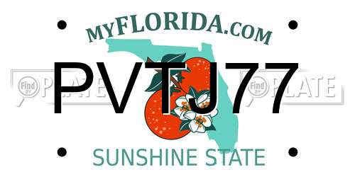 PVTJ77 Florida License Plate