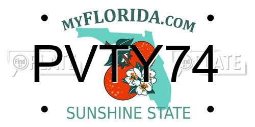 PVTY74 Florida License Plate
