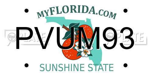 PVUM93 Florida License Plate