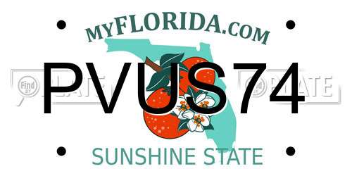 PVUS74 Florida License Plate