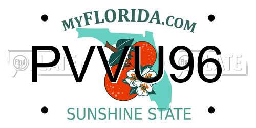 PVVU96 Florida License Plate