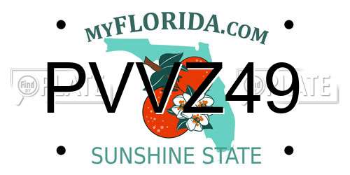 PVVZ49 Florida License Plate